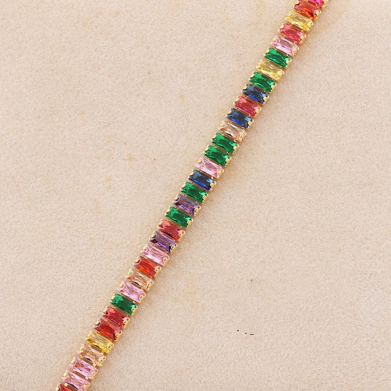 5*2.5mm Horizontal Row Colorful Crystals-Gold