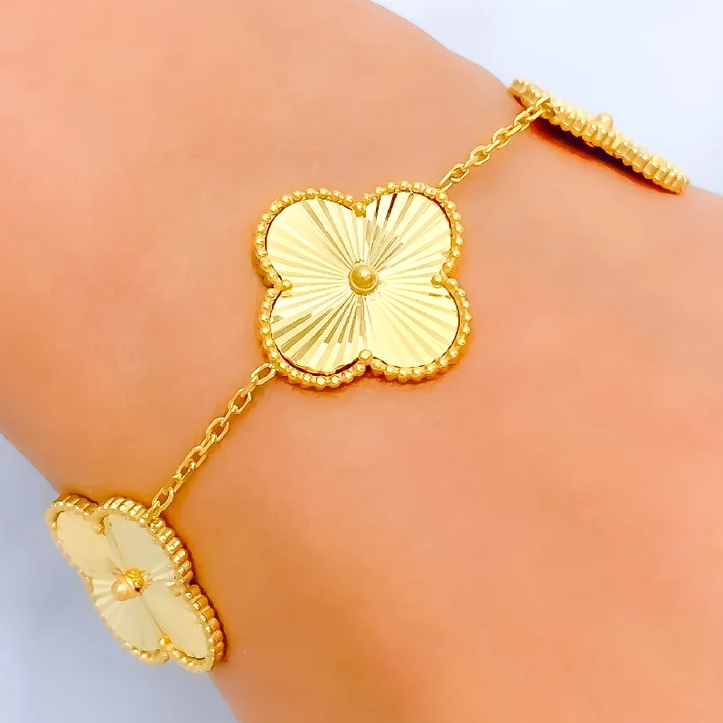 Women’s cuff bangles-Large 22k Gold Multi-Clover Bracelet