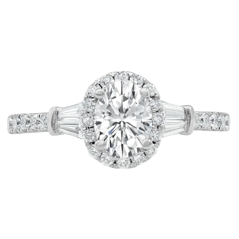 Women’s platinum engagement rings-1.25ctw Lab Grown Diamond Oval Halo Engagement Ring