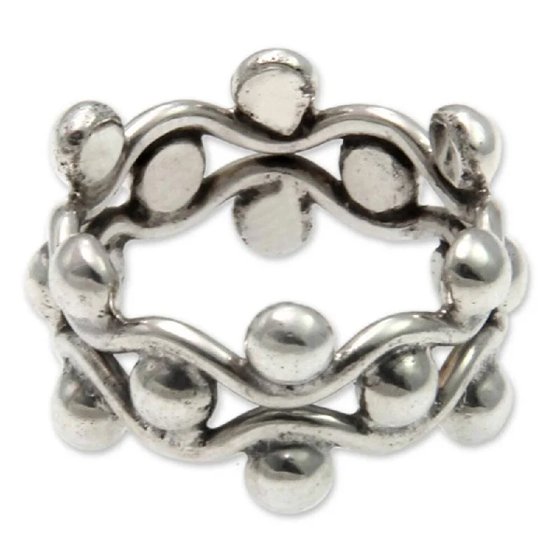 Women’s heart-shaped rings-NOVICA Handmade Floral Buds Sterling Silver Ring (Indonesia)