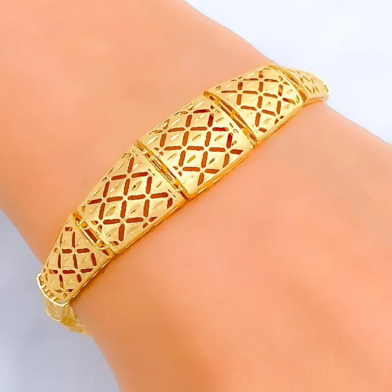 Women’s elastic bracelets-Matte Sleek 22k Gold Bracelet