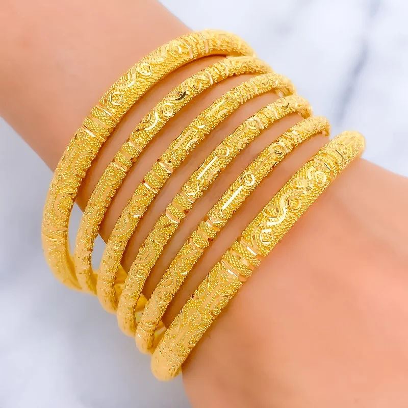 Women’s infinity bracelets-Majestic Fine Beaded 22k Gold Bangle Set