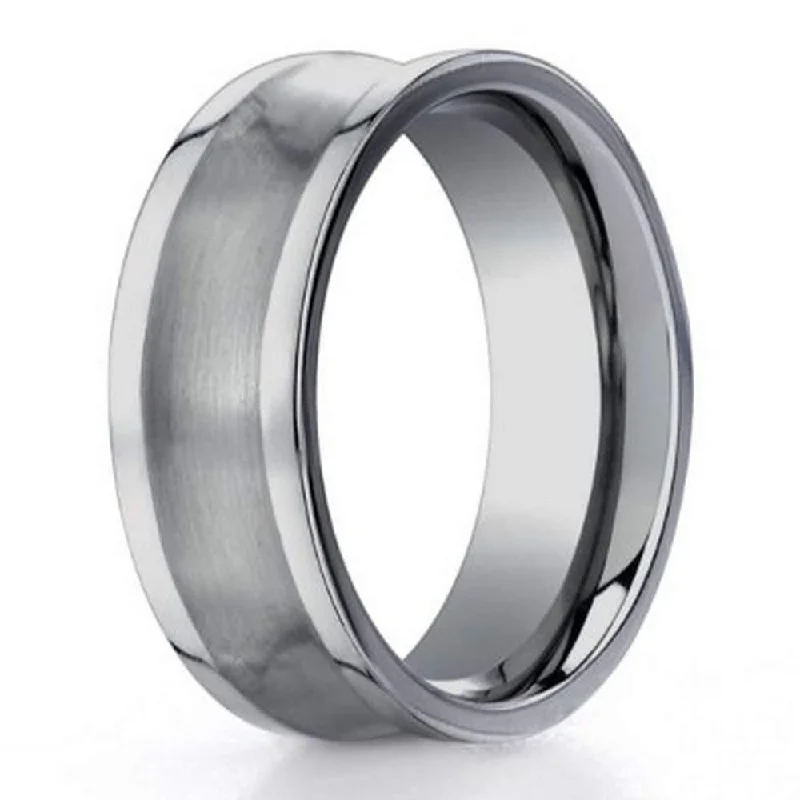 Women’s antique style engagement rings-6mm Benchmark Titanium Concave Satin Finish Men's Wedding Ring