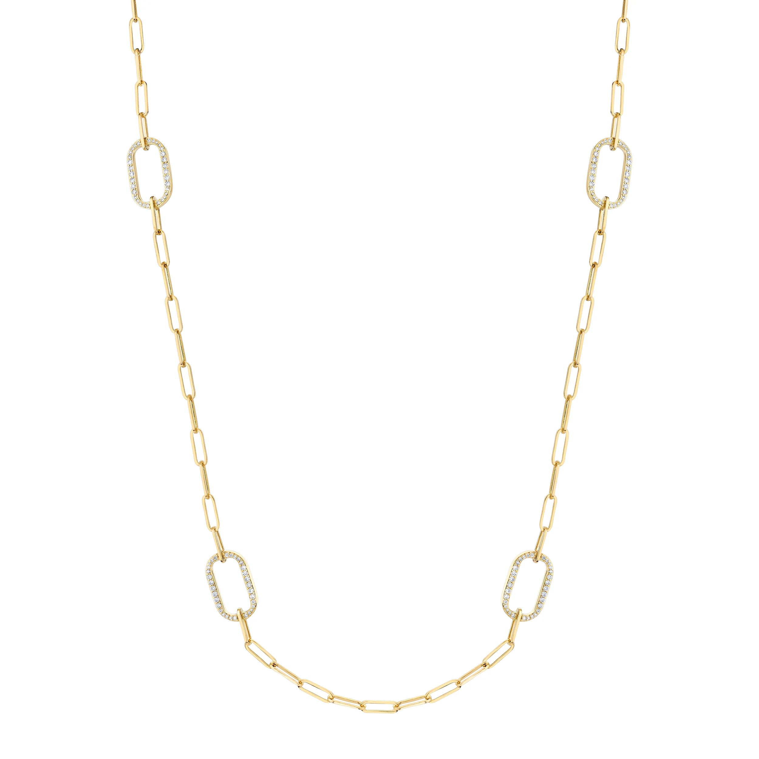 Women’s heart pendant necklaces-Pavé Link Station Necklace