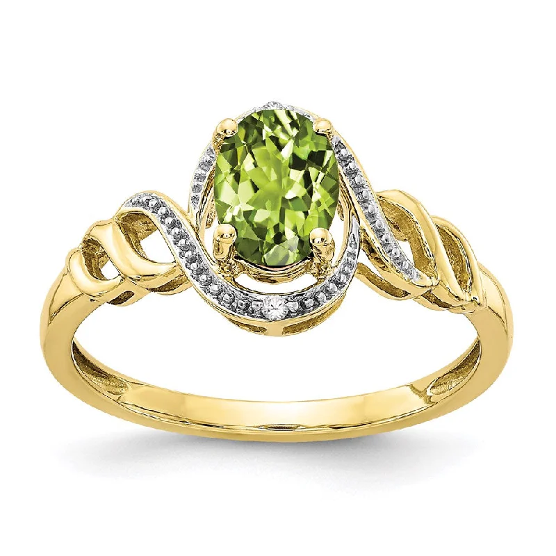 Women’s engagement rings with morganite-10K Peridot and Diamond Ring-WBC-10XB305