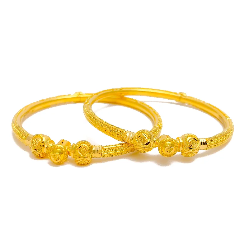 Women’s multi-layer bracelets-Exclusive Glossy 22k Gold Baby Bangle Pair