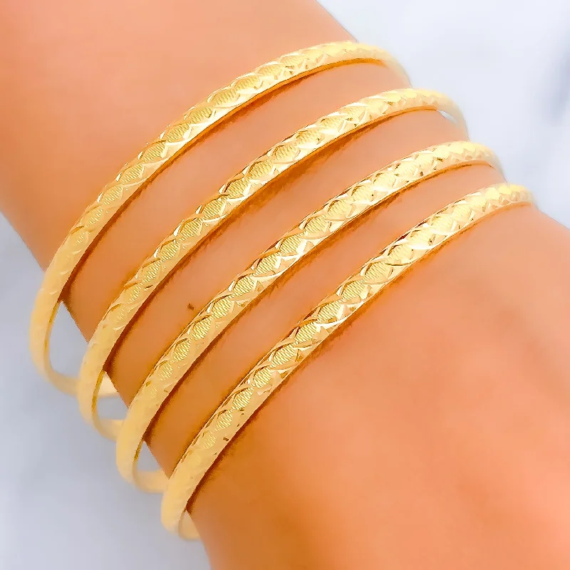 Women’s pearl and silver bracelets-Stunning Textured 22k Gold Bangles