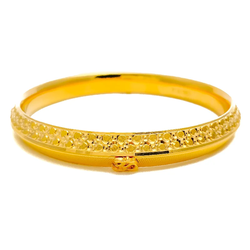 Women’s romantic bangles-Distinct Textured OM Men's 22k Gold Bangle