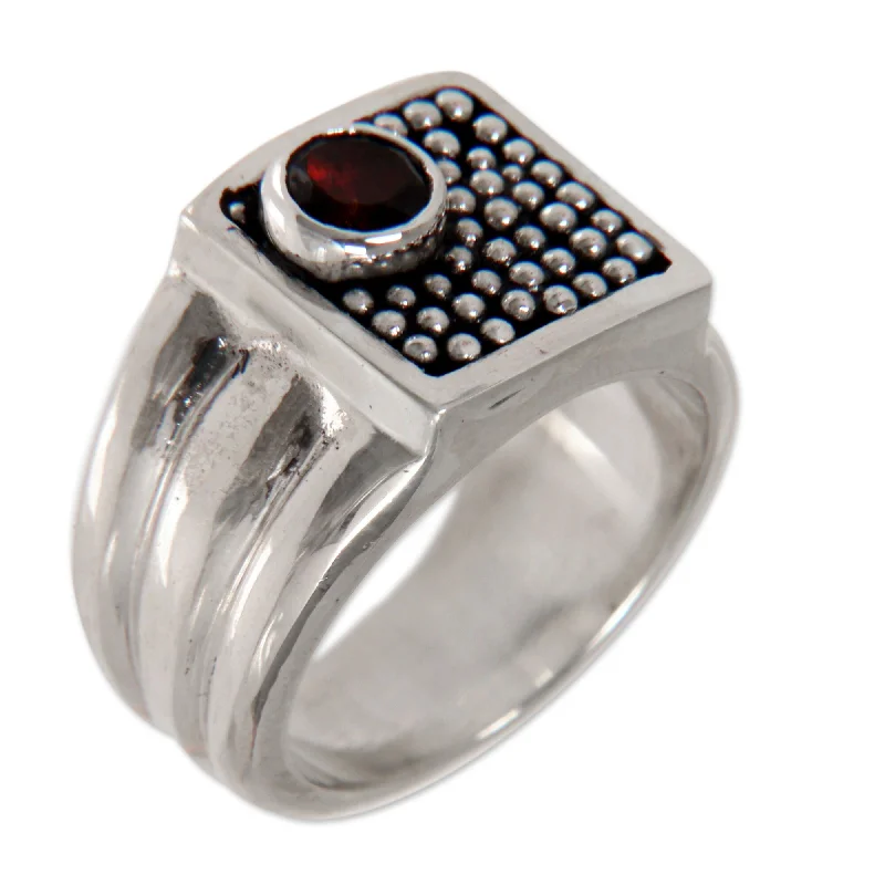 Women’s wedding rings with rubies-NOVICA Silver and Garnet Gemstone Ring