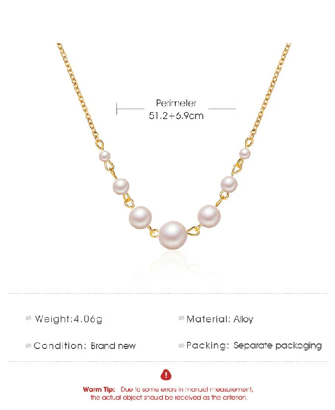 Women’s heart-shaped necklaces-New Fashion 7 Pearl Clavicle Chain Short Wild Size Pearl Necklace For Women