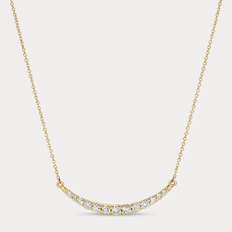 Women’s birthstone pendant necklaces-Half Moon Diamond Necklace