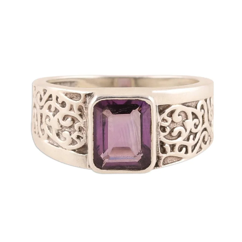 Women’s gold wedding bands-NOVICA Purple Glisten, Amethyst ring