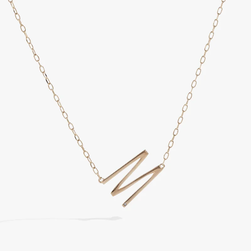 Women’s luxury pendant necklaces-Initial M Precious Elongated Necklace