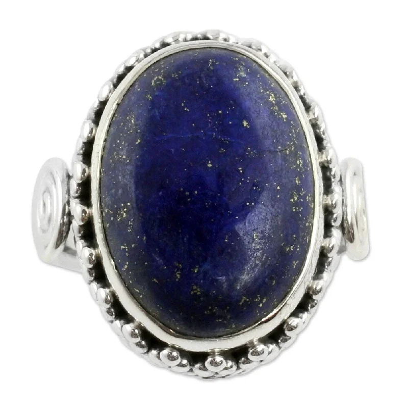 Women’s platinum diamond rings-NOVICA Handmade Sterling Silver Majestic Blue Lapis Lazuli Cocktail Ring (India)