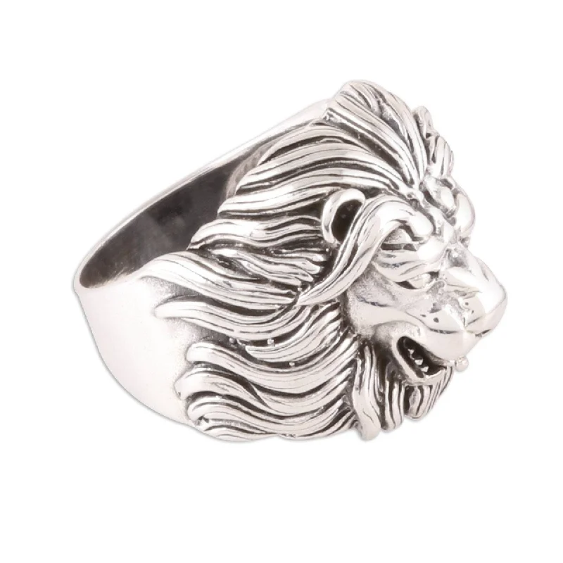 Women’s vintage diamond rings-NOVICA King's Roar, Men's sterling silver ring