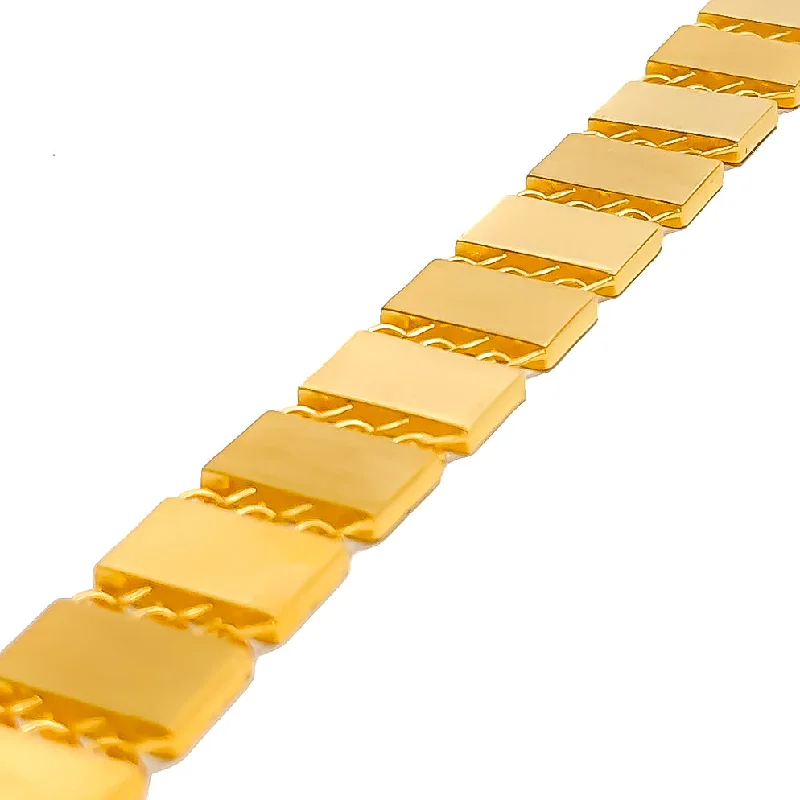 Women’s luxury gold bracelets-Intricate Flat 22k Gold Men's Bracelet