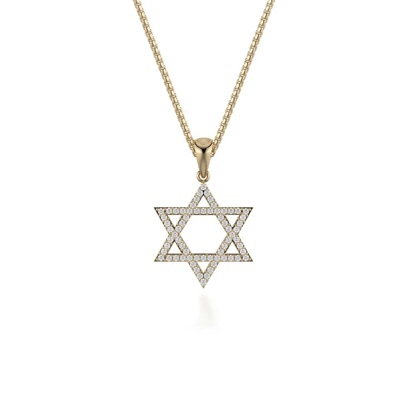 Women’s adjustable pendant necklaces-Star of David Diamond Pendant