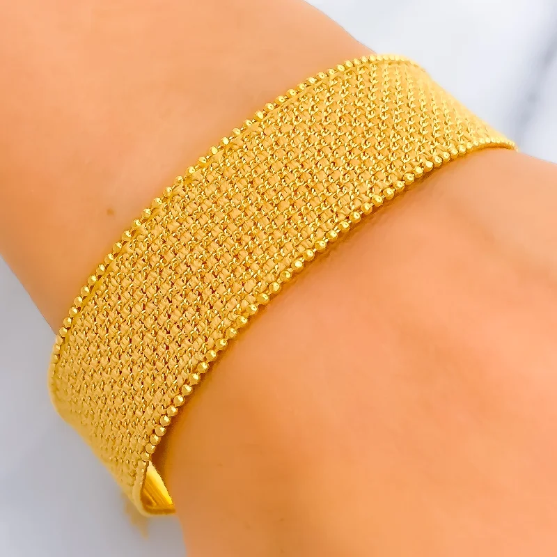 Women’s tennis bracelets-Decadent 21k Gold Flat Chain Bangle Bracelet