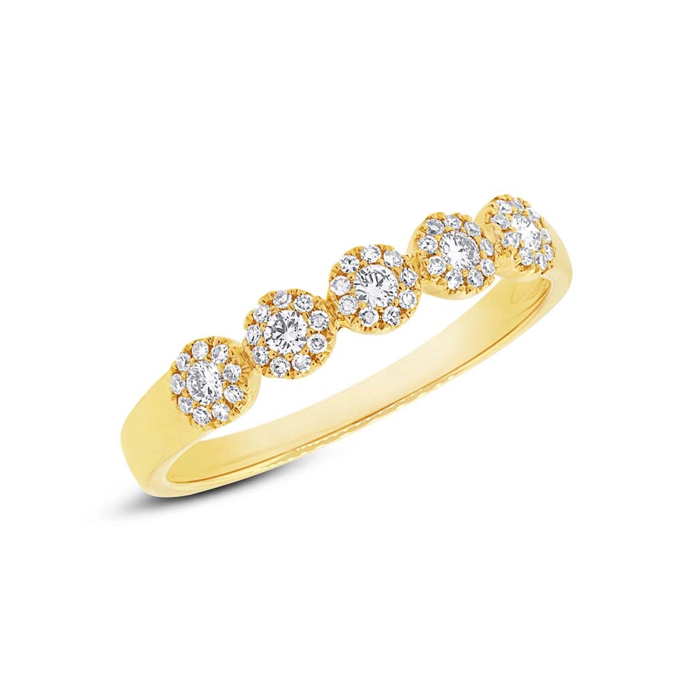 Women’s halo sapphire engagement rings-14K Yellow Gold 5-Cluster Diamond Ring