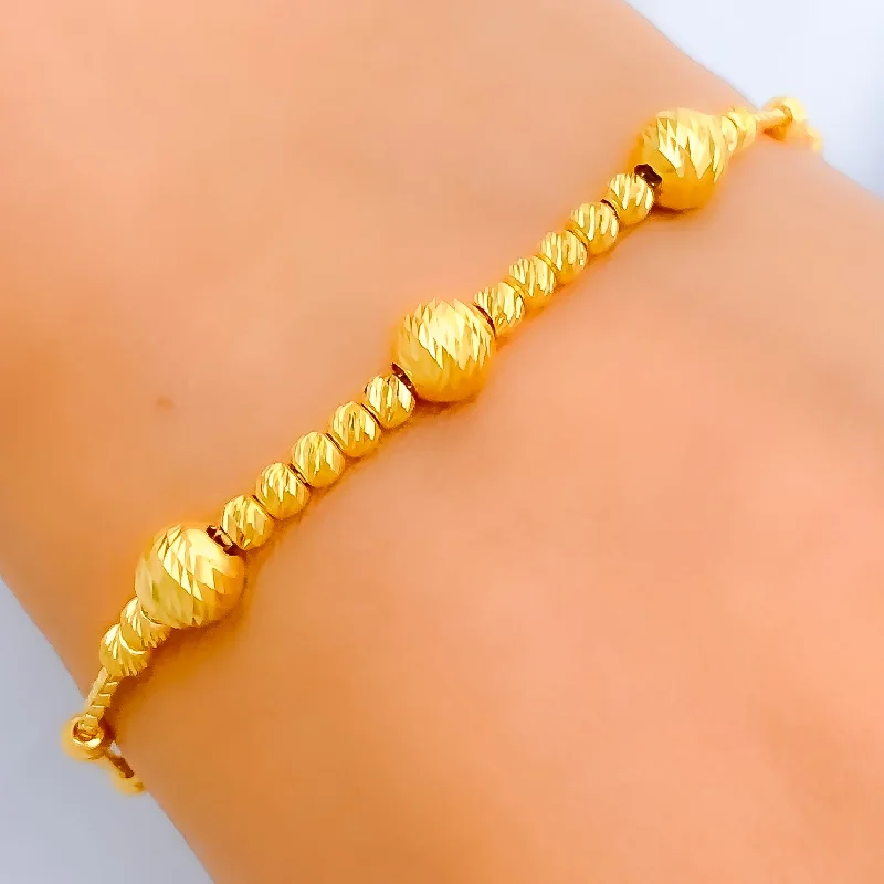 Women’s unique bangles-Alternating Striped 21k Gold Bolo Bracelet