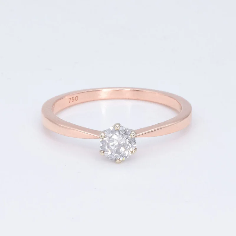 Women’s engagement rings with black diamonds-Diamond Engagement Ring - Solid Rose Gold Ring - Gold Diamond Ring