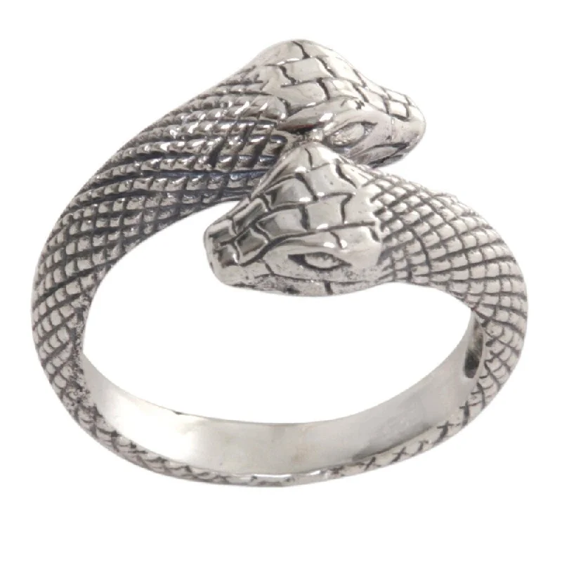 Women’s gemstone engagement rings-Handmade Sterling Silver 'Sea Serpent' Ring (Indonesia)