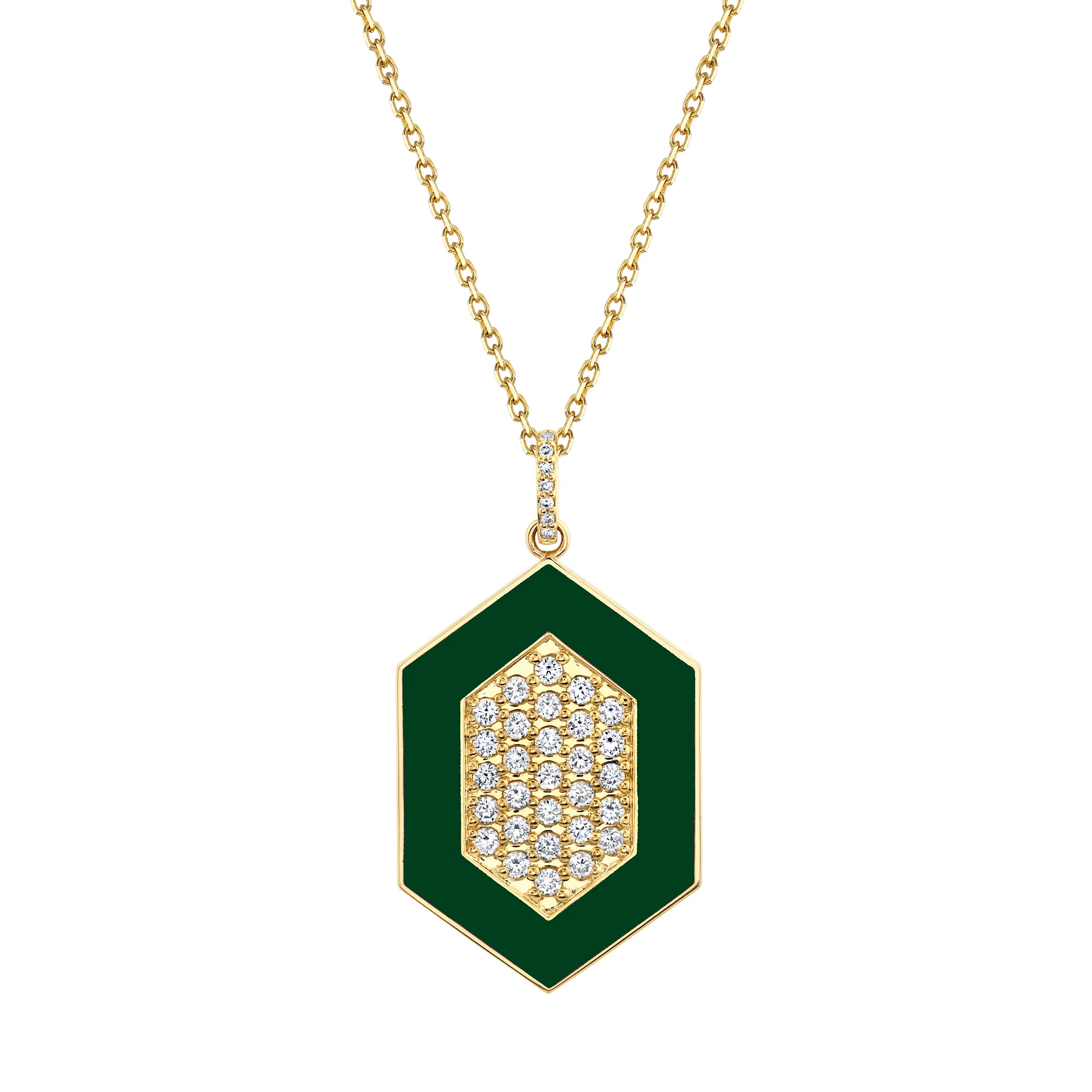 Women’s boho chic necklaces-Chroma Pavé Hexagon Pendant