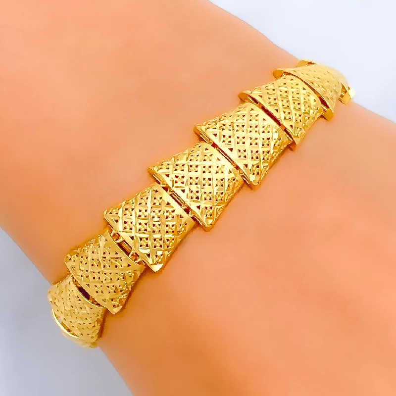 Women’s personalized charm bangles-Geometric Unique 22k Gold Bracelet