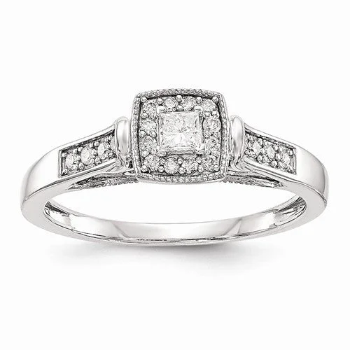 Women’s handcrafted engagement rings-Princessa 14k White Gold Diamond Engagement Ring