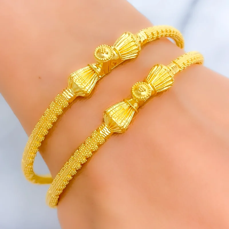 Women’s luxury bangles-Lovely Graceful 22k Gold Pipe Bangles