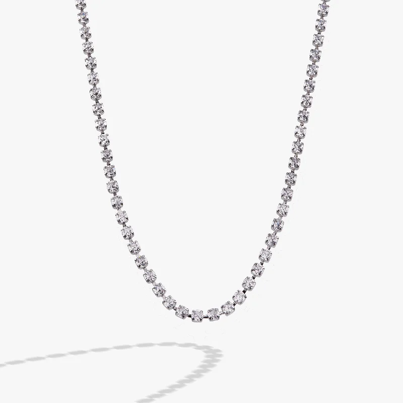 Women’s pearl and diamond necklaces-Crystal Tennis Chain Necklace