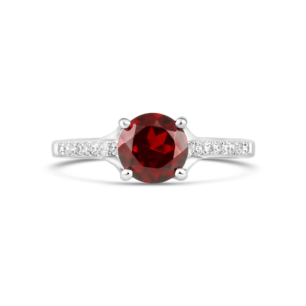 Women’s fancy diamond engagement rings-14K White Gold Garnet & Diamond Ring