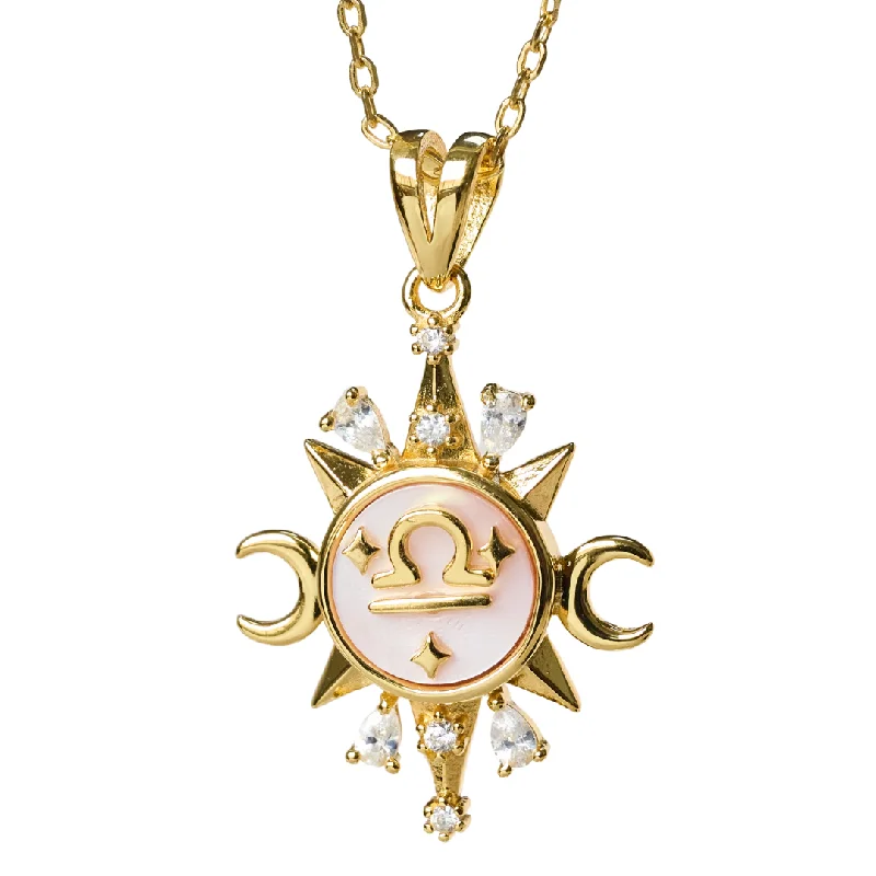 Women’s multi-layer necklaces-Celestial Horoscope Pendant - Libra