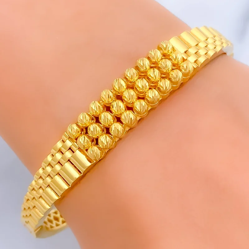 Women’s tennis bangles-Fashionable Beaded 22k Gold Bangle Bracelet