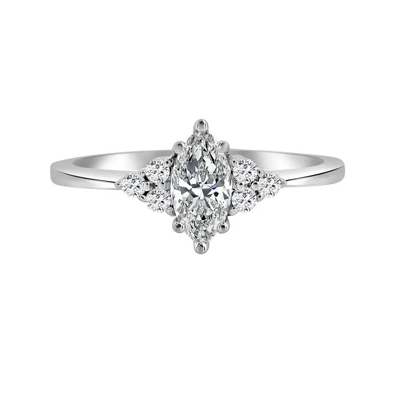 Women’s double halo engagement rings-.62ctw Petite Marquise Lab Grown Diamond Engagement Ring