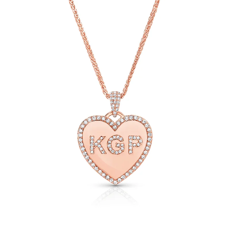 Women’s modern gold necklaces-Monogram Heart Necklace