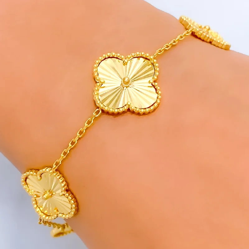 Women’s birthstone bracelets-Small 22k Gold Multi-Clover Bracelet