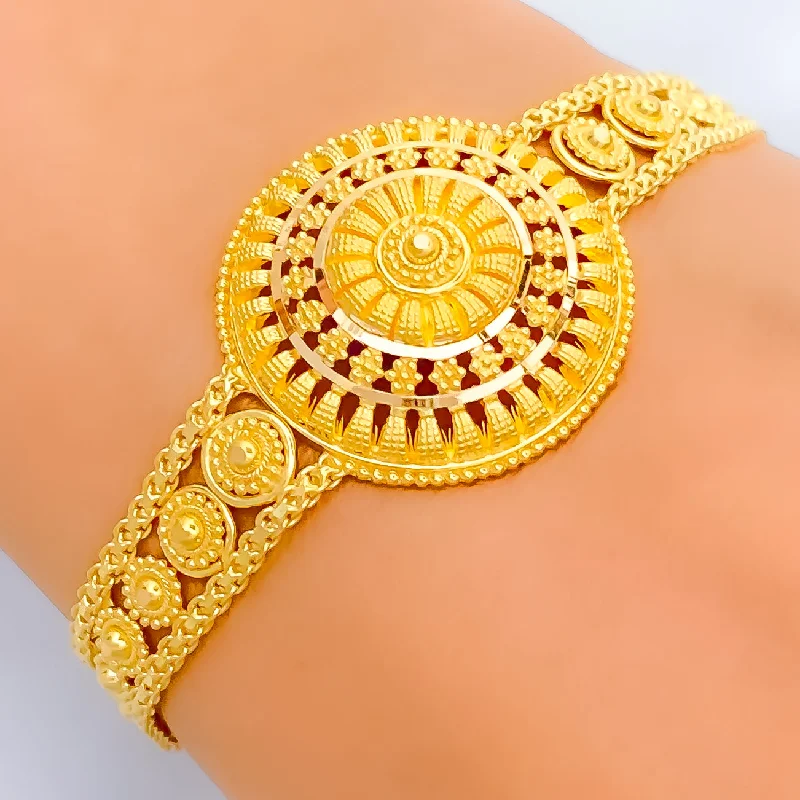 Women’s luxury gold bracelets-Traditional Festive Domed 22k Gold Bracelet