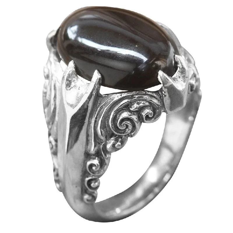 Women’s diamond cocktail rings-Handmade Sterling Silver Dark Surf Onyx Ring (Indonesia)