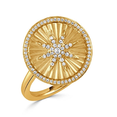 Women’s halo diamond engagement rings-Doves 18K Yellow Gold Diamond Ring in Satin Finish