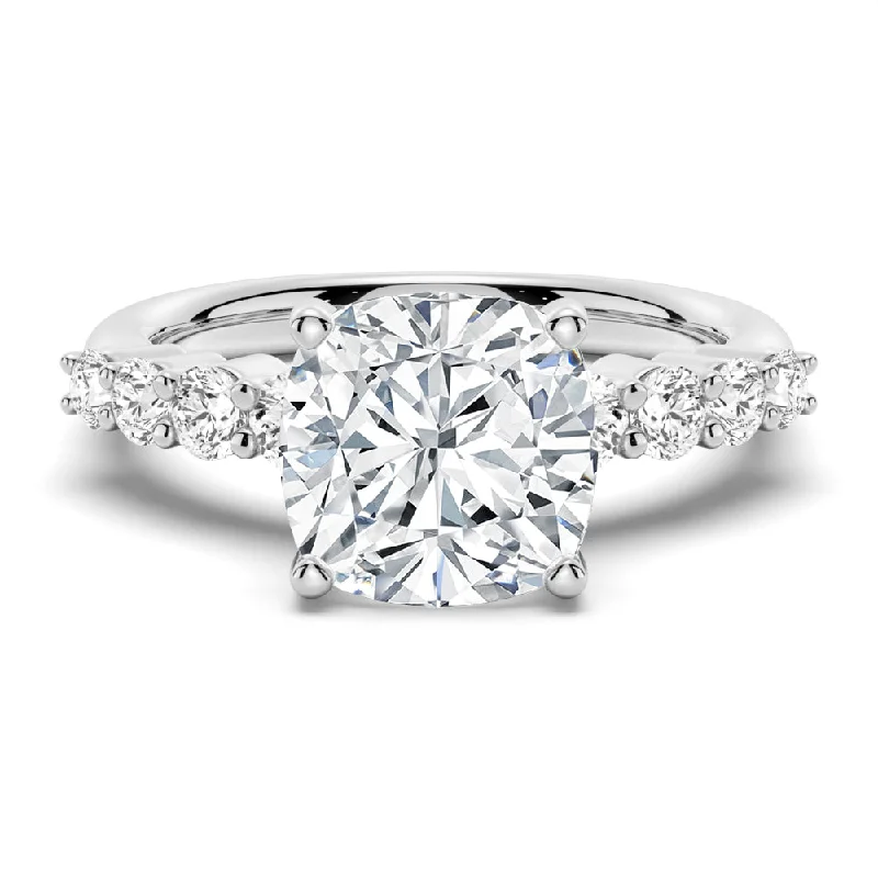 Women’s modern solitaire engagement rings-Classic Shared-Prong Cushion Cut Moissanite Engagement Ring