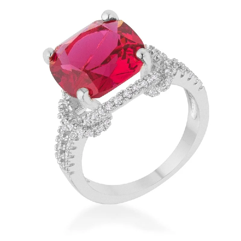 Women’s cubic zirconia rings-Charlene 6.2Ct Ruby Cz Rhodium Classic Statement Ring