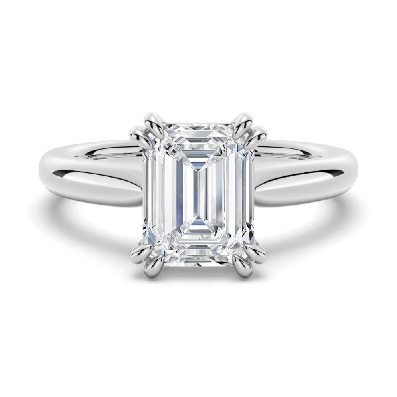 Women’s diamond engagement rings-Emerald-Cut Solitaire Moissanite Engagement Ring