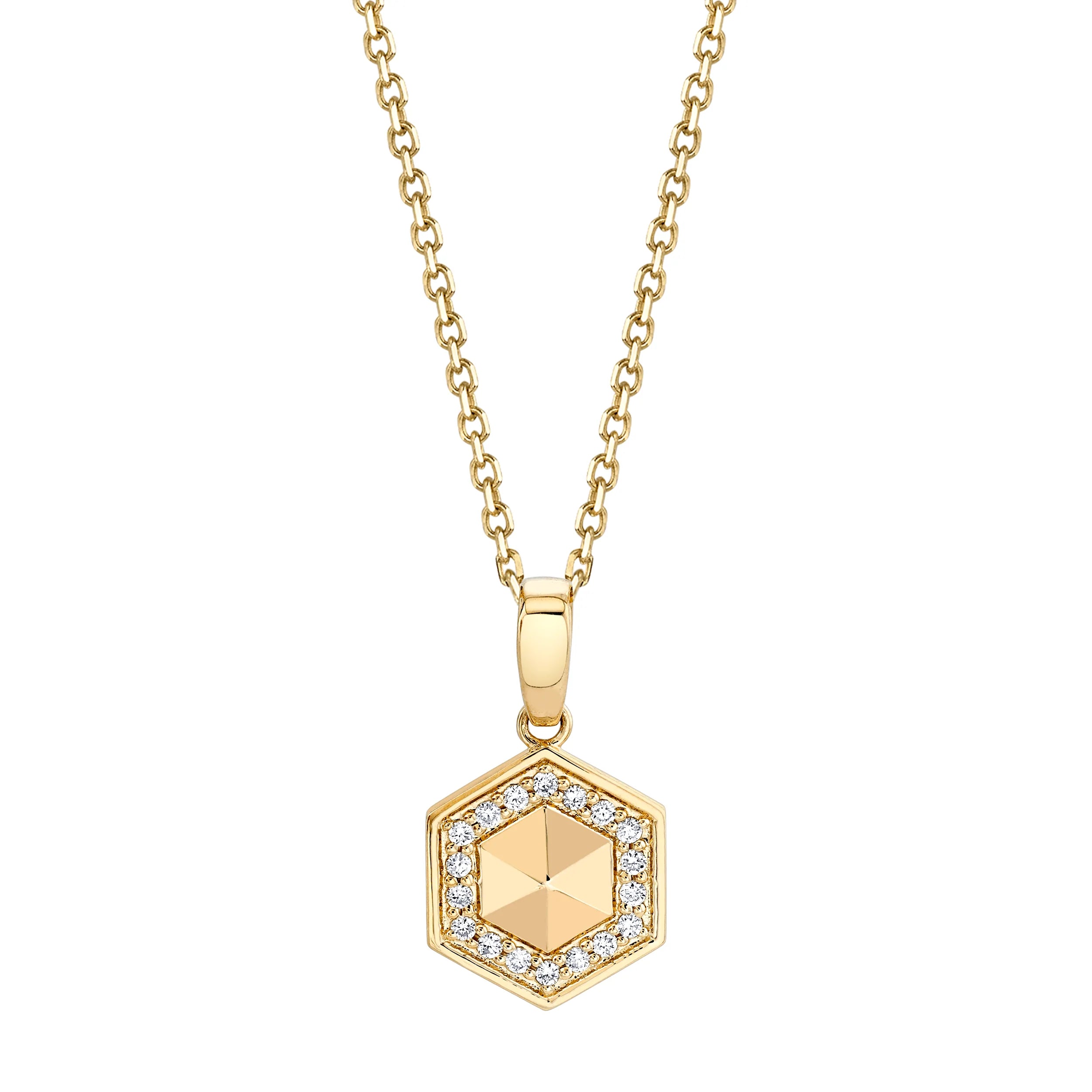 Women’s rose gold necklaces-Mini Hex Necklace