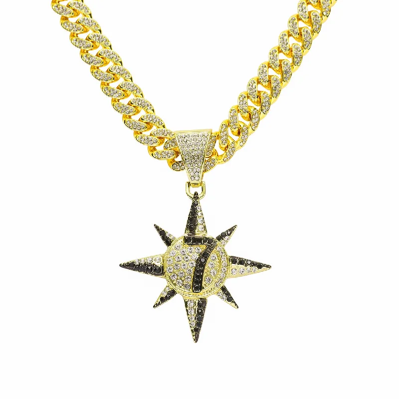 Women’s fashionable necklaces-Hip-hop Sun Number Alloy Rhinestone Inlay Rhinestones Men's Pendant Necklace Necklace Pendant