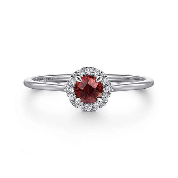 Women’s sapphire engagement rings-14K White Gold Garnet and Diamond Ring