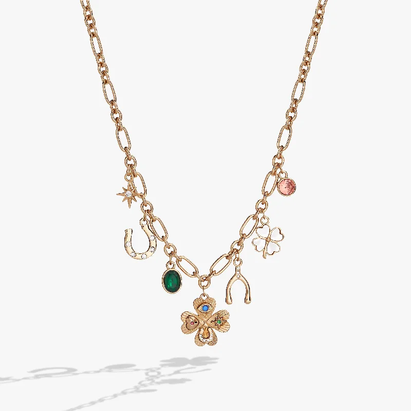 Women’s infinity pendant necklaces-Lucky Four Leaf Clover Charm Necklace