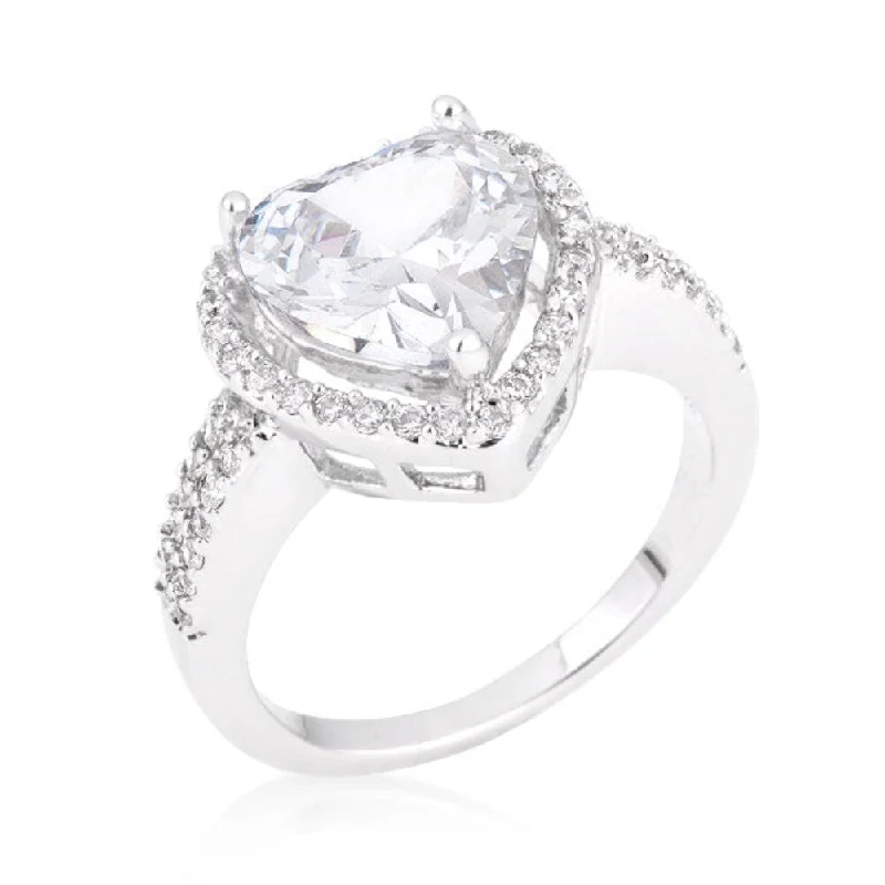 Women’s geometric rings-Valentine Clear Cubic Zirconia Heart Ring For Women