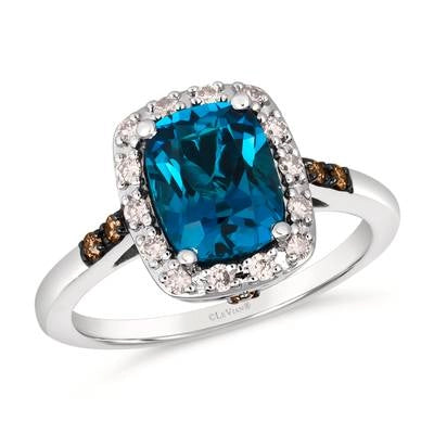 Women’s engagement rings with topaz-Le Vian 14K Vanilla Gold Deep Sea Blue Topaz and Nude and Chocolate Diamond Ring