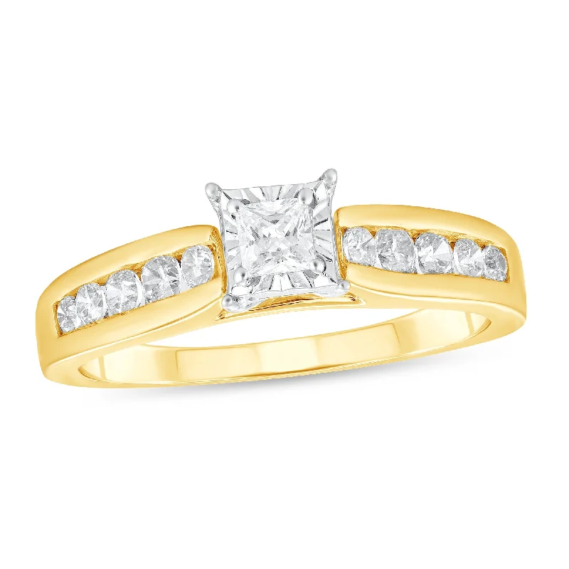 Women’s radiant cut engagement rings-1/2ctw Diamond Ring